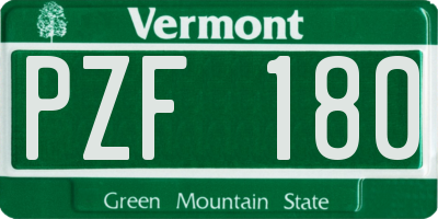 VT license plate PZF180