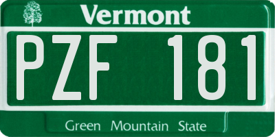VT license plate PZF181