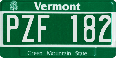 VT license plate PZF182