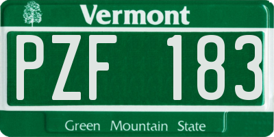 VT license plate PZF183