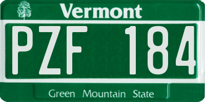 VT license plate PZF184