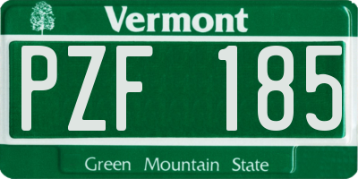 VT license plate PZF185