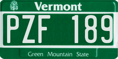 VT license plate PZF189