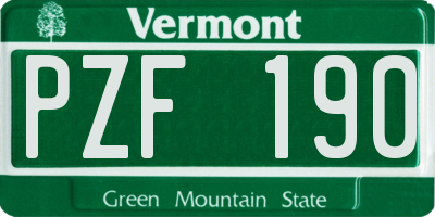 VT license plate PZF190