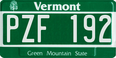 VT license plate PZF192