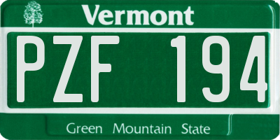 VT license plate PZF194