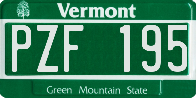 VT license plate PZF195
