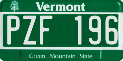 VT license plate PZF196