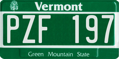 VT license plate PZF197
