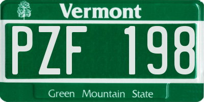 VT license plate PZF198