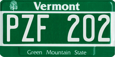 VT license plate PZF202