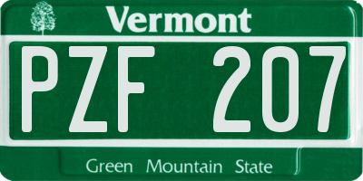 VT license plate PZF207