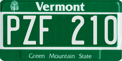 VT license plate PZF210