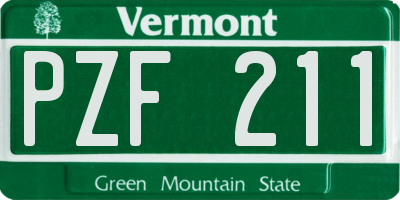 VT license plate PZF211