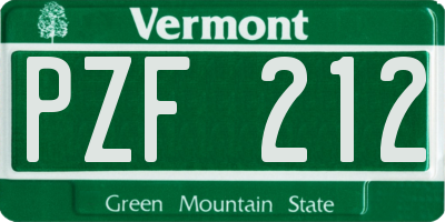 VT license plate PZF212