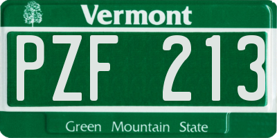 VT license plate PZF213