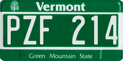 VT license plate PZF214