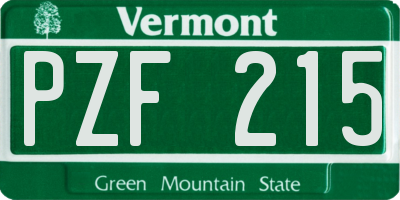 VT license plate PZF215