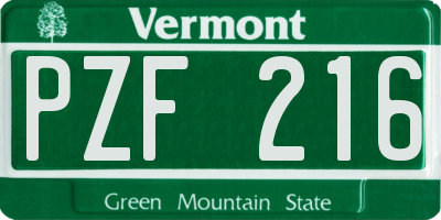 VT license plate PZF216