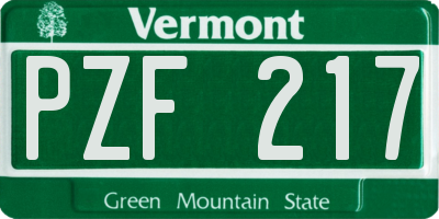 VT license plate PZF217