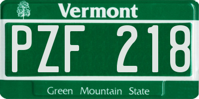 VT license plate PZF218