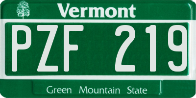 VT license plate PZF219