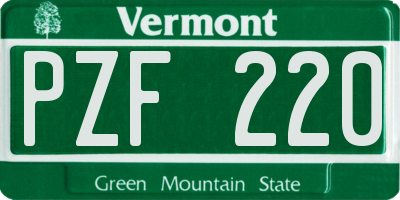VT license plate PZF220