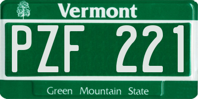 VT license plate PZF221