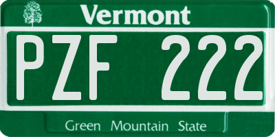 VT license plate PZF222