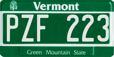 VT license plate PZF223