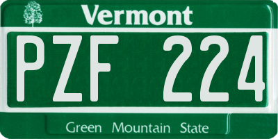 VT license plate PZF224