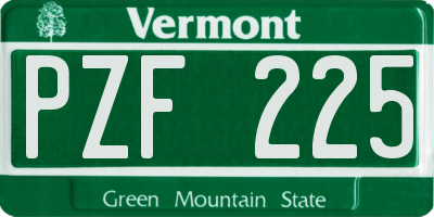 VT license plate PZF225