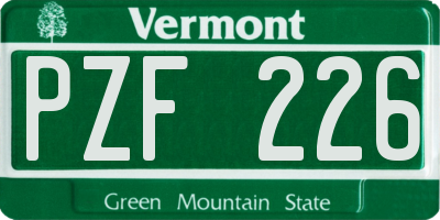 VT license plate PZF226