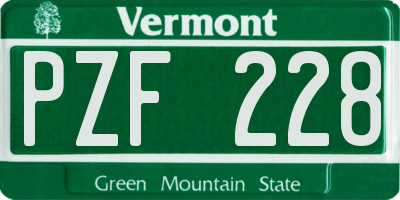 VT license plate PZF228