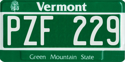 VT license plate PZF229