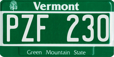 VT license plate PZF230