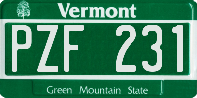 VT license plate PZF231