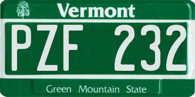 VT license plate PZF232