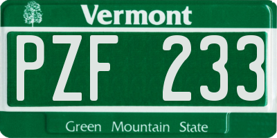 VT license plate PZF233