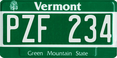 VT license plate PZF234