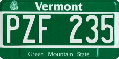 VT license plate PZF235