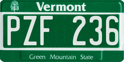 VT license plate PZF236