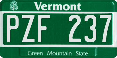 VT license plate PZF237