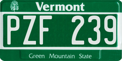 VT license plate PZF239