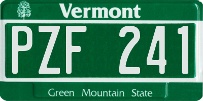 VT license plate PZF241