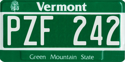 VT license plate PZF242
