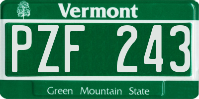 VT license plate PZF243