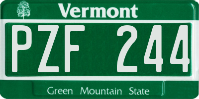 VT license plate PZF244