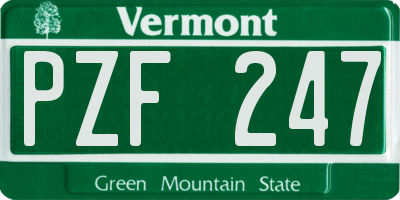 VT license plate PZF247