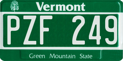 VT license plate PZF249